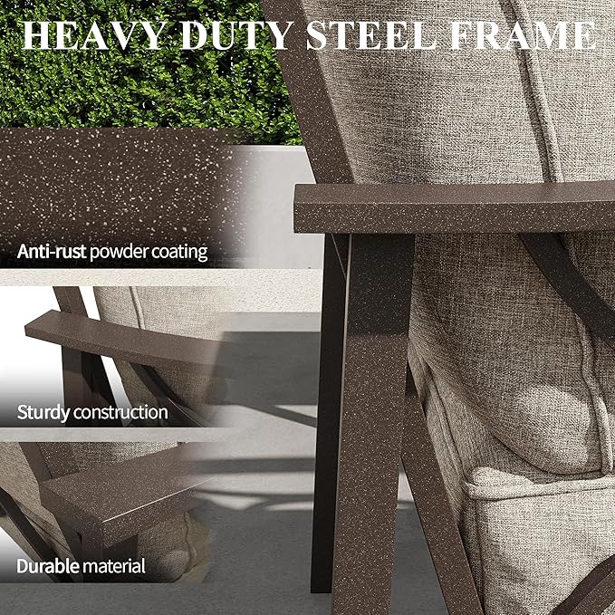 RoyalCraft Outdoor Patio Furniture Set, 4 Piece Patio Conversation Set with Coffee Table, Metal Furniture Set for Porch Backyard Garden, Coffee
