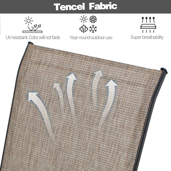Patio Chairs Set of 4, Stackable Outdoor Dining Chairs for All Weather Textilene Fabric & Metal Frame, Outdoor Chairs Set for Backyard Deck Garden (Brown, Set of 4) - Image 4