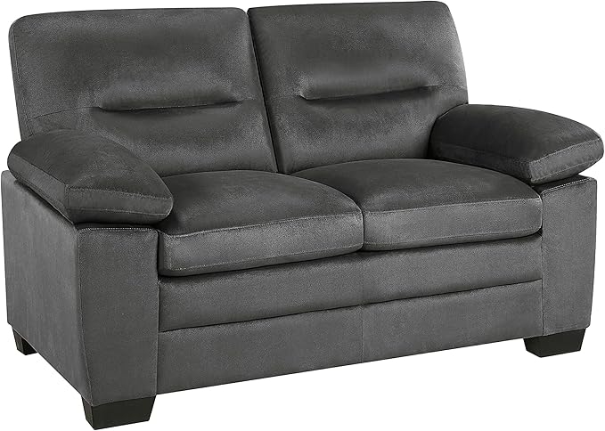Lexicon 63" Sofa, Comfy Modern Sofa with Pillow-Top Arms, Couch for Living Room Apartment Lounge, Solid and Easy to Assemble, 2-Seater Couch, Dark Gray
