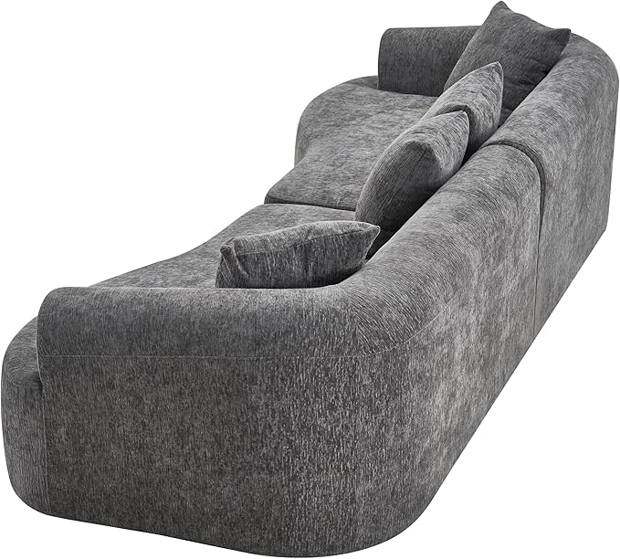 Curved Boneless Sofa Couches 4-Seat Tight Backrest Couch for Living Room Bedroom, Boneless Cloud Sofa with 4 Pillows, Floor Sofa in A Box No Assembly Required