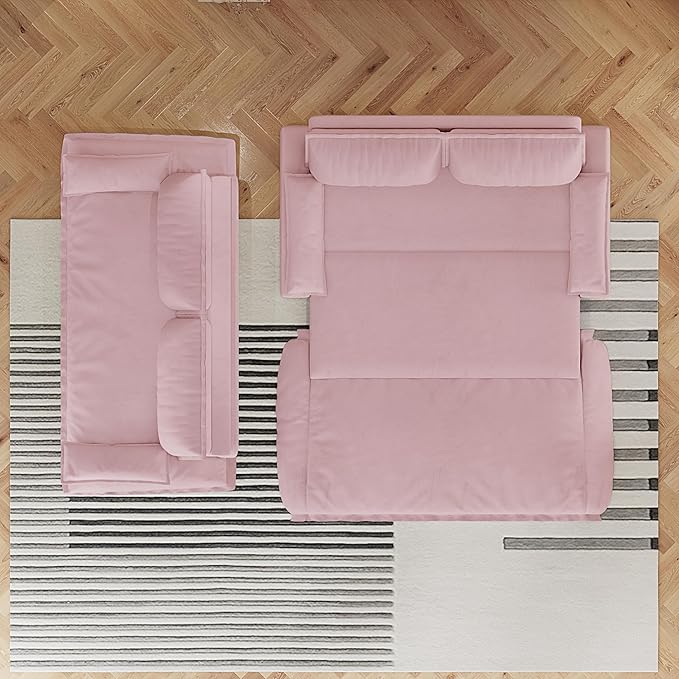 3-in-1 Convertible Sofa Bed Queen Size Pull Out Sleeper Sofa with Heavy Duty Metal Frame, Luxurious Velvet Upholstered Loveseat with 2 Pillows, Modern Folding Guest Bed for Living Room, Apartment