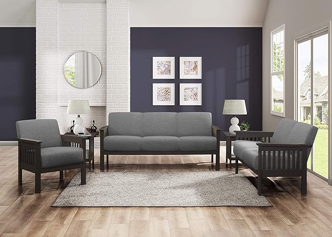 Lexicon Noel 49.5" W Fabric Living Room Sofa Loveseat, Gray
