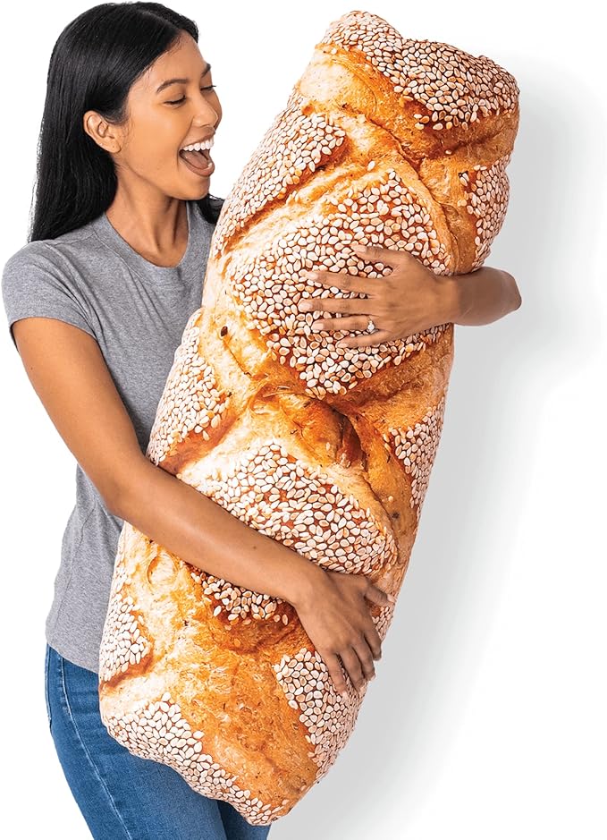 Much Comfort 42" 3D Seeded Baguette Throw Pillow - Made with Super Soft, Ultra Premium Fabric - Cute, Comfortable, Plush, Stuffed, French Bread Toast Cushion for Home Decor - Best Funny Gift - X-Large
