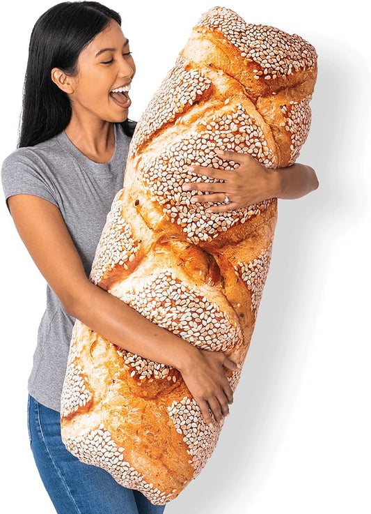 Much Comfort 42" 3D Seeded Baguette Throw Pillow - Made with Super Soft, Ultra Premium Fabric - Cute, Comfortable, Plush, Stuffed, French Bread Toast Cushion for Home Decor - Best Funny Gift - X-Large