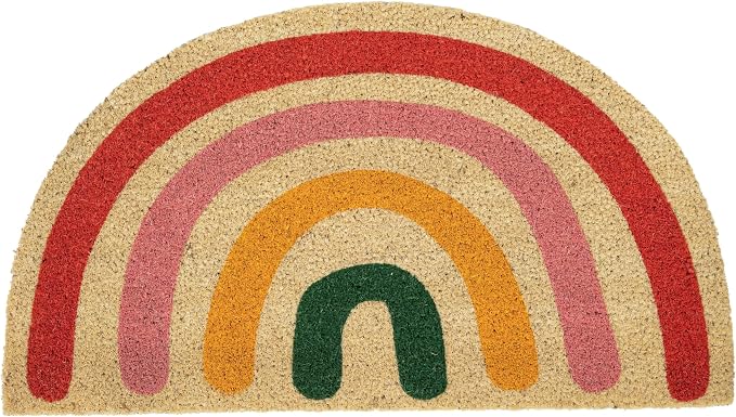 Fisura- Doormat Outdoor Entrance, Outdoor mats for Front Door, Welcome mat. Made of Coconut Fiber with Non-Slip PVC Base, Doormat Hand-Painted, 27,5 inch x 15,7 inch. (Rianbow Boho) by Fisura