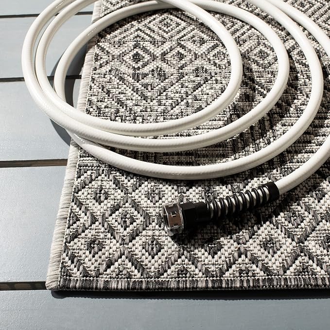 SAFAVIEH Washable Rug Outdoor Courtyard Collection - 2'3" x 18' Runner, Grey & Black, Non-Shedding & Easy Cleaning, Ideal for Patio, Entryway, Mudroom, Hallway, Kitchen (CY8235-37612) - Image 3