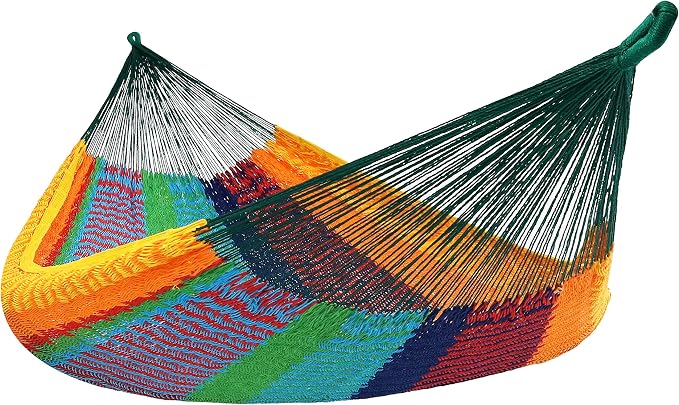 Sunnydaze Handwoven XXL Thick Cord Mayan Double Hammock for Outside - 625-Pound Capacity Heavy-Duty Outdoor Hammock - Multicolor by SunnydazeDecor
