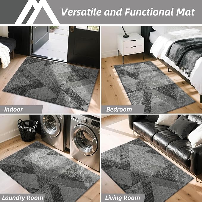 COSY HOMEER Entryway Rugs Doormat 20"x32", Non-Slip Absorbent Polyester, Washable Rugs for Front Door, Dirty Paws & High Traffic Areas, Gray - Image 7