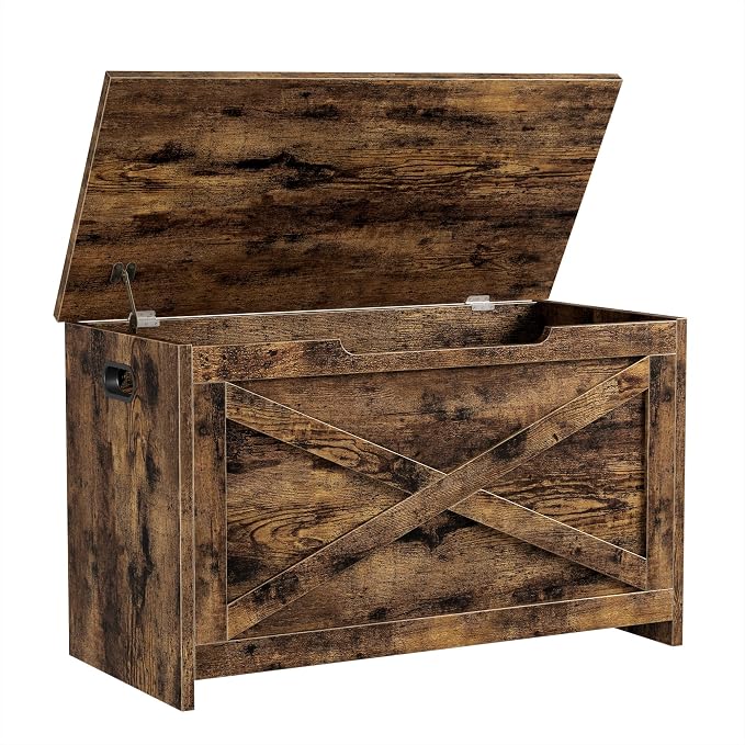 GarveeHome 30 in Storage Chest, Wooden Storage Bench with Safety Hinge, Easy Assembly, Large Shoe Bench for Entryway, Living Room, Bedroom by GarveeHome