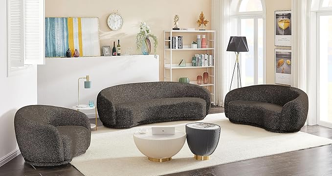 Meridian Furniture 693Brown-S Hyde Collection Modern | Contemporary Boucle Fabric Upholstered Sofa, Brown, 89.5" W x 38" D x 28" H