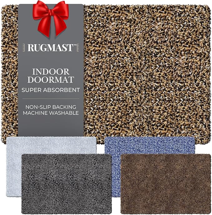Premium Microfiber Indoor Door Mat – 32"x48" Washable Entry Mat, Non-Slip, Waterproof Backing, Super Absorbent, Low Profile Entryway Doormat for Indoor Entrance by RugMast