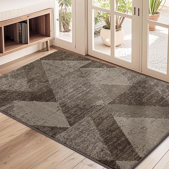 COSY HOMEER Entryway Rugs Doormat 32"x48", Non-Slip Absorbent Polyester, Washable Rugs for Front Door, Dirty Paws & High Traffic Areas, Brown by COSYHOMEER