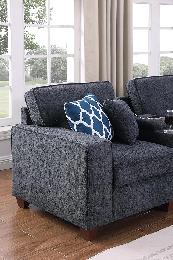 ERYE 151-Inch U-Shaped Sectional Sofa Chenille Upholstered Corner Convertible Sectional,9 PCS Modular Couch with Ottoman,Storage Console, Cupholders and Charging Station