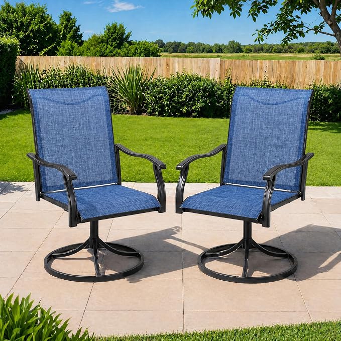Outdoor Swivel Dining Chairs Set of 2, Textilene Patio Swivel Chair All Weather Outdoor Dining Chairs 360 Degree Rotating Metal Patio Rocking Chair for Lawn, Porch, Garden, Backyard, Poolside by Dovov