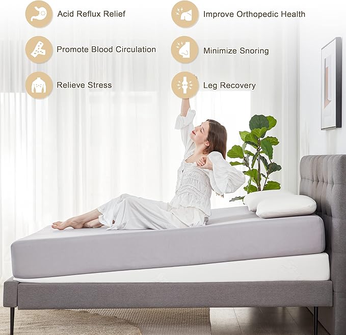Lazyzizi Wedge Mattress Elevator 7-Inch Inclined Mattress Topper for Acid Reflux, GERD, Neck & Back Pain, Snoring, Under Bed Wedge Mattress with Washable Cover & Non-Slip Bottom for Bedroom, King