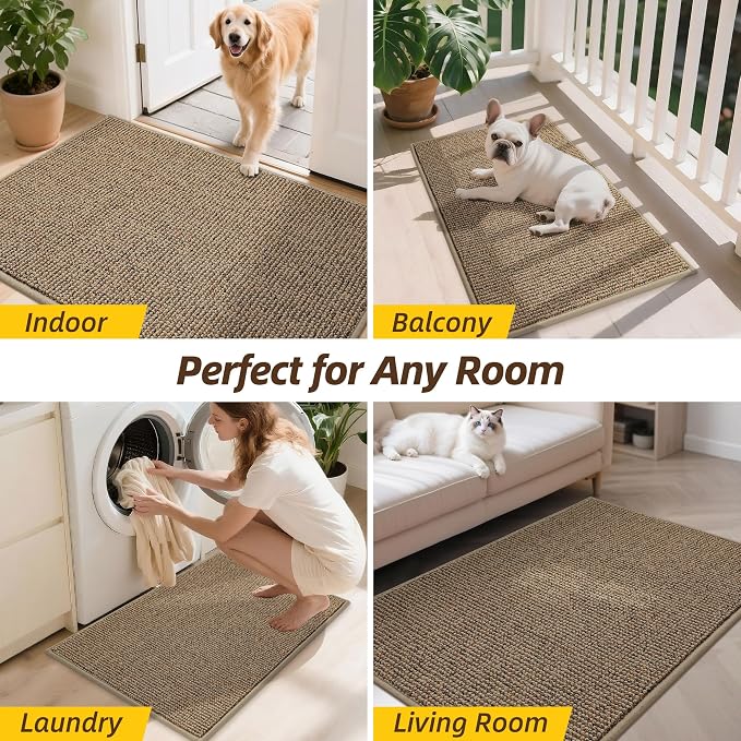 JSEI Dirt Trapper Door Mat 32"x48" Non-Slip Washable Entrance Mat, Dog Doormats, Absorbent & Fade-Resistant Floor Mats, Low Profile Welcome Mats for Entryway, Front Door, and Inside Entrance, Taupe - Image 8