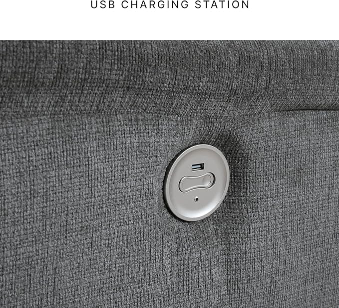 Signature Design by Ashley Barnsana Minimalist Power Reclining Sofa with USB Charging Ports, Gray