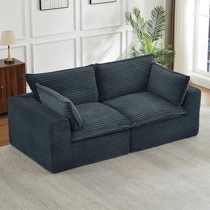 78.8" Cloud Loveseat Boneless Sofas for Living Room, 2 Seaters Modular Foam Cloud Sofa Couches, 2 Seat Compression Foam Couch with Headrests, No Assembly Required