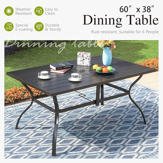 Sophia & William 7 Piece Outdoor Patio Dining Set, Patio Table and Chairs Set for 6, Fixed and Swivel Patio Chairs with Cushions and Rectangular Table, Outdoor Dining Set for Backyard, Poolside - Image 6