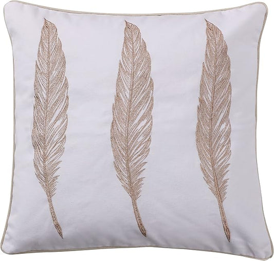 Levtex Home - Pisa - Decorative Pillow (18X18in.) - Three Feathers - Gold and White