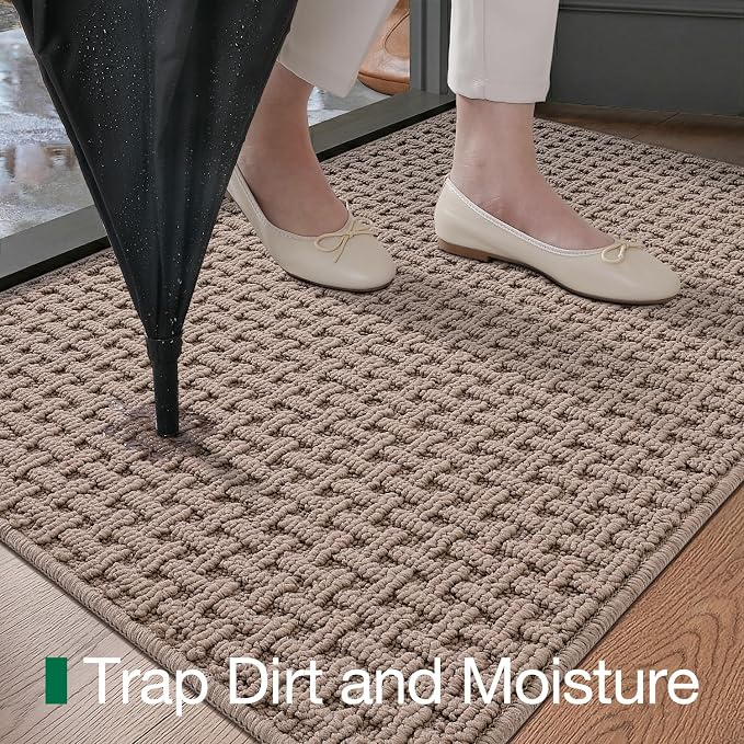 LUMI Washable Door Mat Indoor Entrance 36x60, Dirt Trapper Front Door Mats with Absorbent Interior and Non-Slip Rubber Backing, Entryway Doormat, Beige - Image 4
