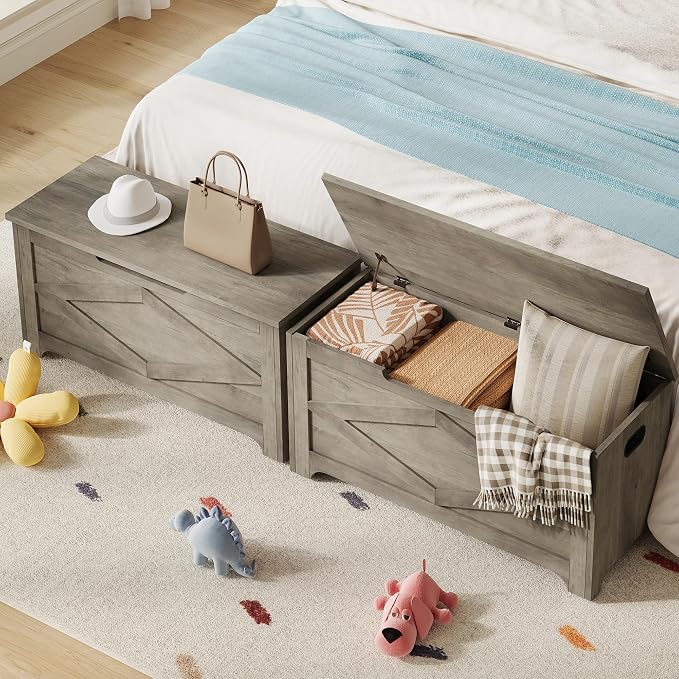 GAOMON Storage Chest, Wooden Storage Bench, Modern Style Lift-Top Shoes Bench with Safety Hinge for Entryway, Bedroom, Living Room, Supports 300 Lb and Easy Assembly - Image 3