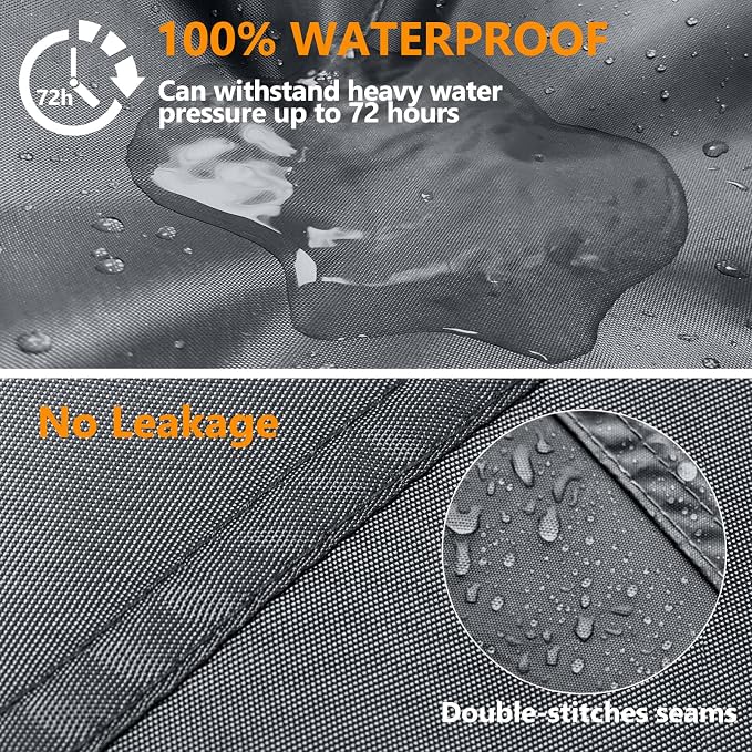 STARTWO Patio Furniture Covers, Waterproof Heavy Duty Outdoor Furniture Cover for Table Chairs and Sectional Sofa Set,126x64x28in,Gray - Image 3