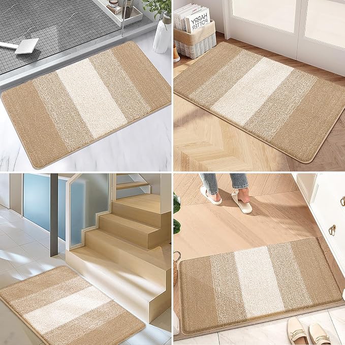Kitinjoy Indoor Outdoor Door Mat, 59x20 Non-Slip Absorbent Dirt Trapper, Low-Profile Washable Inside Entrance Front Floor Mat, Sturdy Soft Entry Doormats for Entryway, Beige - Image 6