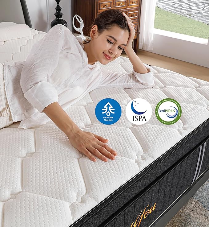 Soulfea Full Size Mattress,10 Inch Hybrid Full Mattress in a Box with Memory Foam & Individual Pocket Spring for Edge Support,Pressure Relief,Medium Firm,CertiPUR-US.