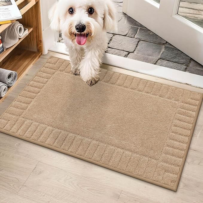 BEQHAUSE Door-Mat-Non-Slip Front Door Mat Washable Low-Profile Entrance Rugs for Front Door Entry Dirt Trapper Door Mats Absorbent Welcome Mats,20"x32",Taupe by BEQHAUSE