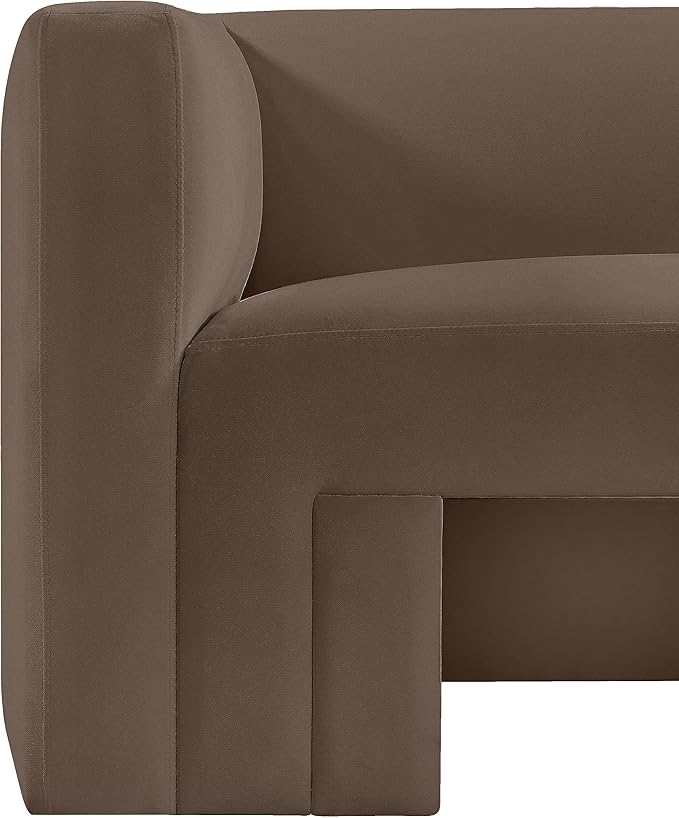Meridian Furniture 665Brown-S Henson Collection Modern | Contemporary Velvet Upholstered Sofa with Rich Brown Velvet, Solid Wood Frame, 89.5" W x 34.5" D x 28" H, Brown