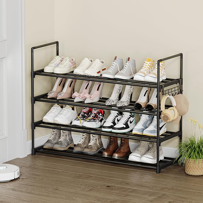 Shoe Rack - 4-Tier Shoe Organizer with Adjustable Shelf Height, Sturdy Shoe Storage Shelf, Perfect for Front Door Entrance, Closet & Entryway, Easy to Assemble, DIY Layering Options (M - 4 Tier) - Image 2