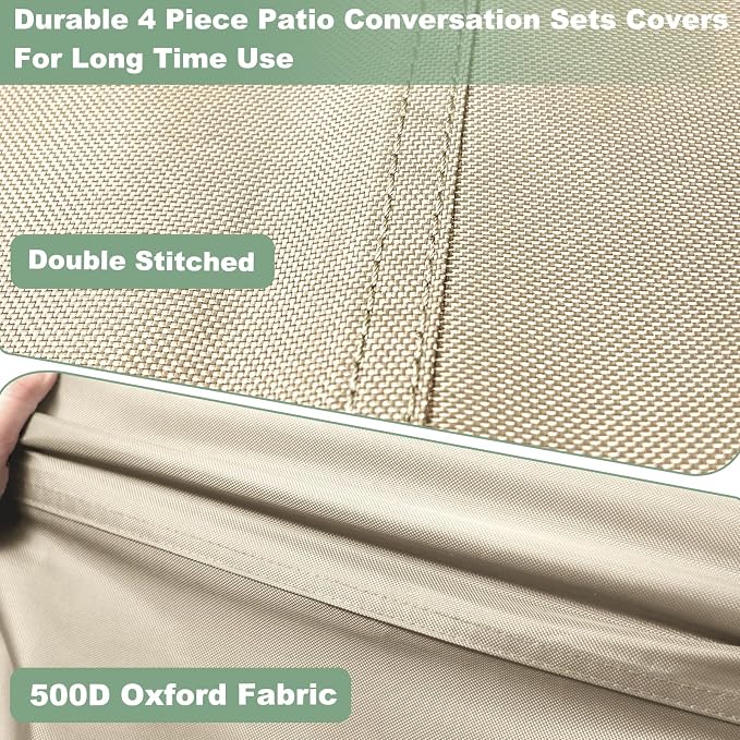 Gasadar Patio Furniture Cover Set, 4 Piece Outdoor Furniture Cover Waterproof, 600D Heavy Duty Lawn Patio Set Covers - Image 3