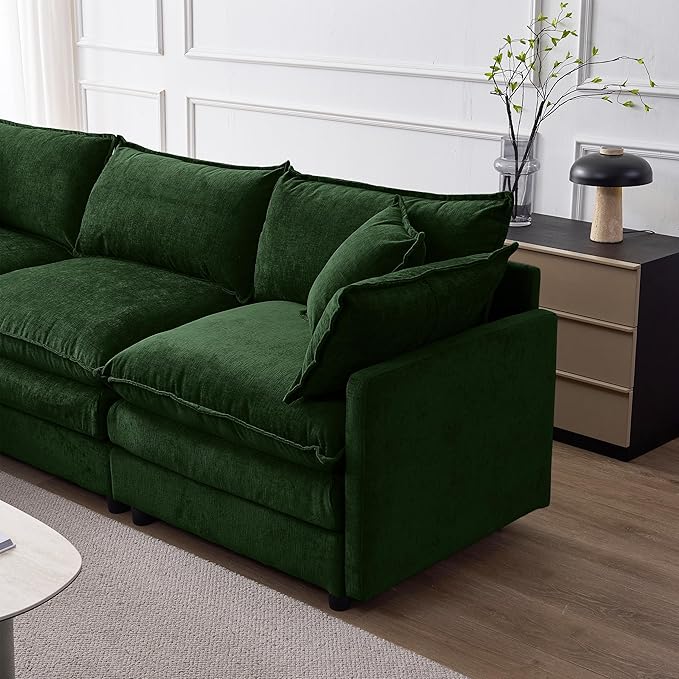 105" Oversized Modular Cloud Sectional Sofa Free Convertible L-Shaped Corner Sectional with Movable Ottoman, Chenille Upholstered Multiple Cushions Cloud Sofa Couches | Easy to Assemble
