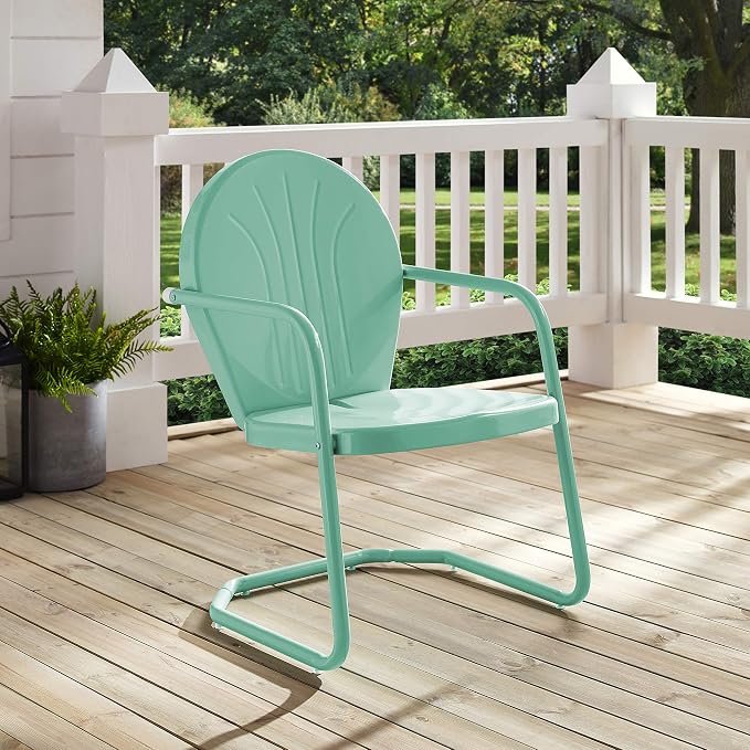 Crosley Furniture Griffith Outdoor Chair, Retro Metal Patio Chairs for Dining, Porch, Deck, Balcony, Aqua - Image 19