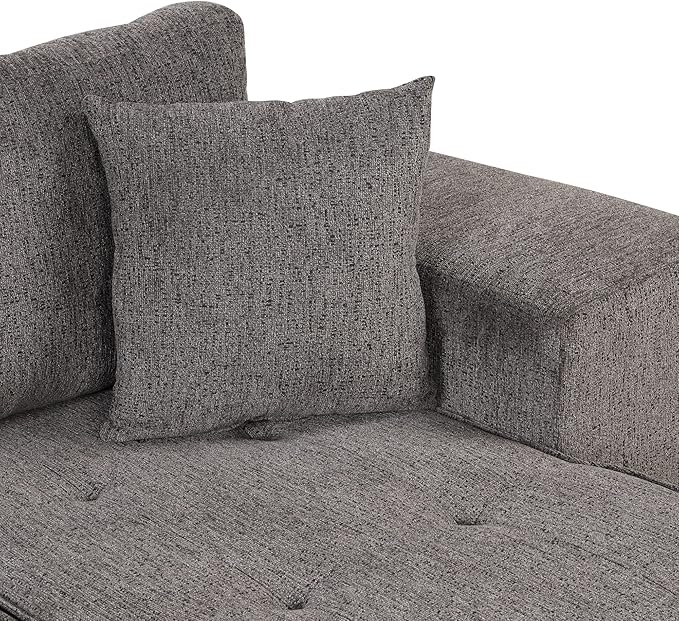 104.5 inch Reversible Sleeper Sectional Sofa with Pull Out Bed , Convertible L Shaped Sectional Couch with Storage Chaise and 2 Stools , Tufted Upholstered Pullout Sofa Bed for Living Room Apartment