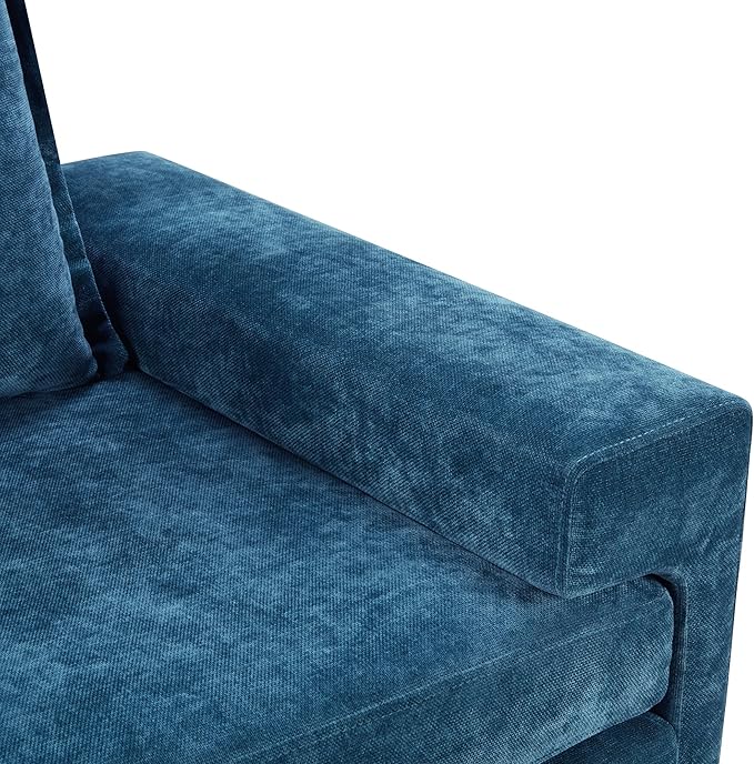 Christopher Knight Home Aylen Modern Chenille Upholstered Accent Chair with Wide Armrests, Wooden Living Room Club Chair, Bedroom Comfy Reading Chair with Back Pillow, Blue