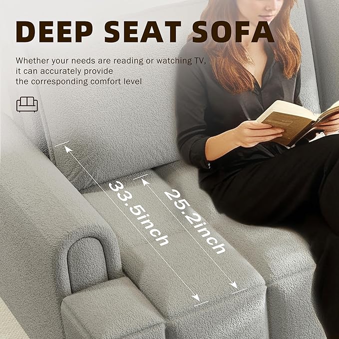 KEIKI 90.2" Space-Saving Convertible Sofa Bed – 3-in-1 Sleeper Couch with Deep Seats Storage, Modern Teddy Fabric Sofa for Apartment, Small Spaces, Studio Living, Multifunctional Sofa Bed with Wheels