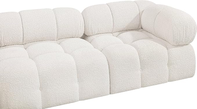 Meridian Furniture 611Cream-S102A Ames Collection Modern | Contemporary Modular Sofa with Rich Cream Boucle Fabric, Modular to Create Infinite Configurations, 102" W x 34" D x 28" H, Cream