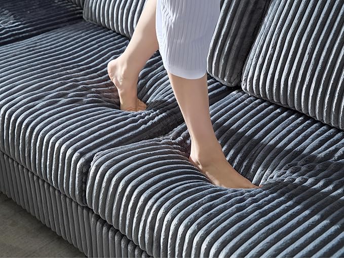 ERYE U-Shaped Modular Sectional Sofa Convertible Symmetrical Sofa Couch with Removable Chaise Lounges, U Shaped Double Chaises Sectional Couches with Storage Armrests