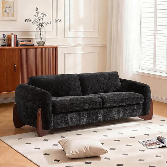 89" Sofa Couches for Living Room, Modern 3 Seat Couch Upholstery Cozy Sofas for Small Space, Bedroom, Apartment, Home Office, Black