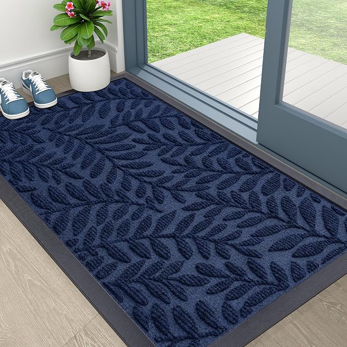 OLANLY Door Mat Indoor Outdoor Entrance, 29.5x17, Waterproof All-Weather All-Season Doormat, Sturdy Natural Rubber, Stain and Fade Resistant, Low Profile, Easy Clean Patio Entryway Mat, Navy Blue - Image 7