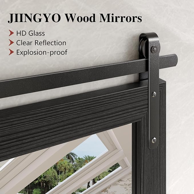 Farmhouse Bathroom Mirror, 18x26 Inch Black Wood Framed Rustic Vanity Mirrors for Wall, Rectangular Wall Decor Mirrors for Bedroom Living Room Entryway - Image 3