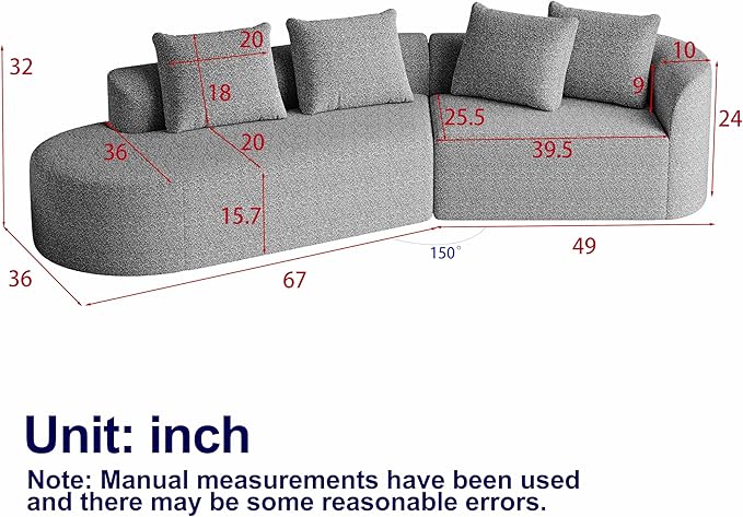 112" Modern Cloud Sectional Sofa, Chenille 4-Seater Curved Couch with 4 Pillows, Extra Deep & Wide Seat, No-Assembly Compressed Upholstered Living Room Sofa for Bedroom,Apartment,Black Right