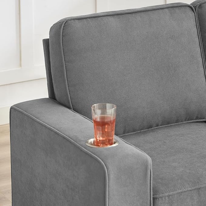 83" Modern Cloud Sofas for Living Room Bedroom, 3 Seat Modular Couch Soft Corduroy Upholstered Loveseat Couches with Cupholders for Home Apartment Office Studio
