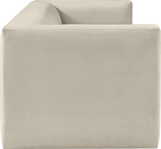 Meridian Furniture 665Cream-S Henson Collection Modern | Contemporary Velvet Upholstered Sofa with Rich Cream Velvet, Solid Wood Frame, 89.5" W x 34.5" D x 28" H, Cream