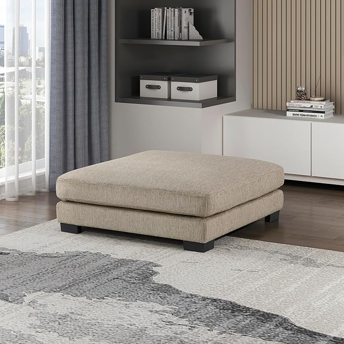 Lexicon 45" Modern Ottoman, Textured Microfiber Square Ottoman, Living Room Foot Rest, Module for Sectional Sofa, Foot Stool for Living Room/Bedroom, Assembled, Brown