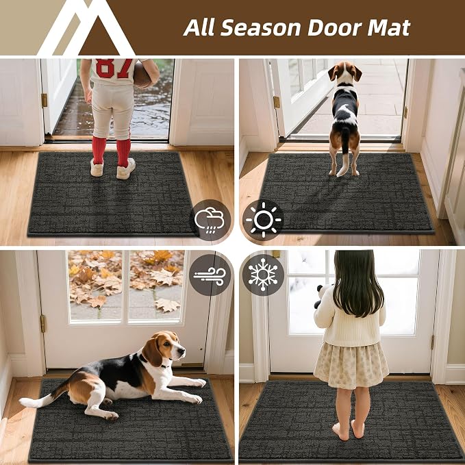 COSY HOMEER-Door-Mat Dirt Trapper Entryway Rugs 24"x36" Non Slip Washable Entrance Mats Absorbent Welcome Mat Low Profile Dog Door Mats for Front Back Doomats and Wet Shoes,Dark Grey - Image 9