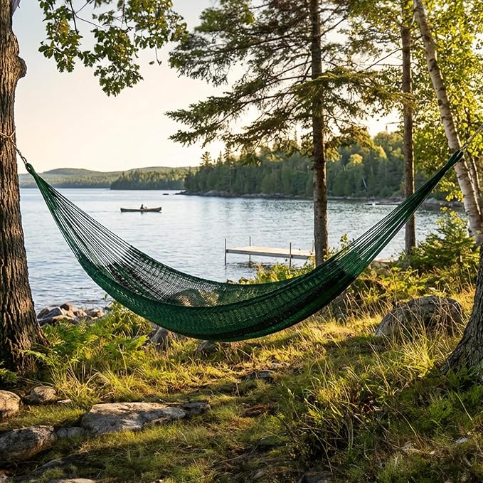 Sunnydaze Handwoven XXL Thick Cord Mayan Double Hammock for Outside - 625-Pound Capacity Heavy-Duty Outdoor Hammock - Meadow - Image 8