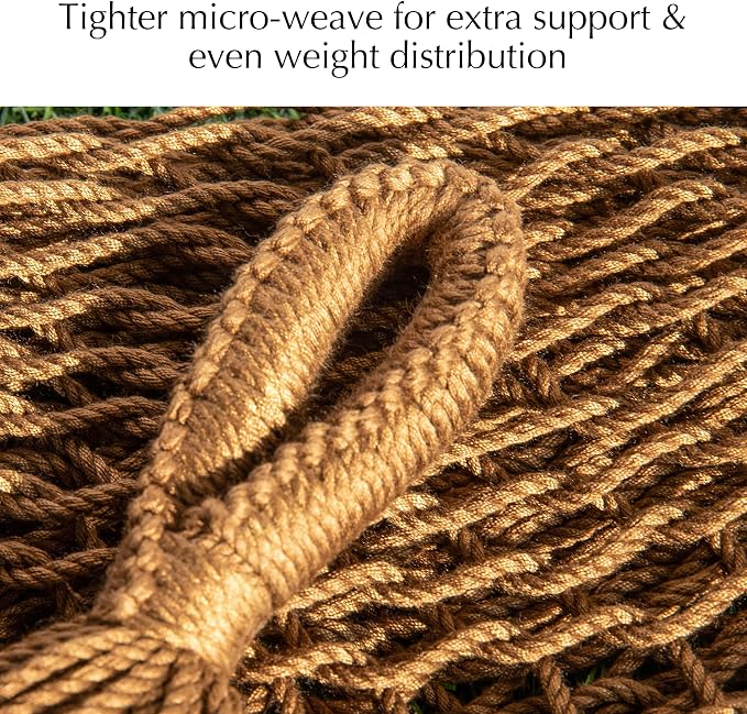 PNAEUT Handwoven Mayan Hammock, Thick Soft Rope Double Hammock for Outdoor Outside & Indoor, 600 lbs Capacity Heavy-Duty, Includes Tree Straps, Carabiners & Carrying Bag (Desert, X-Large) - Image 7